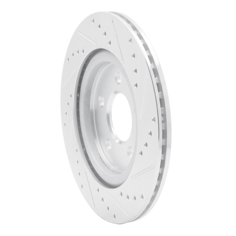 Ford Mustang Brake Rotor (1) - Rear Left - R1 Concepts - Drilled & Slotted - Silver - `05-`14